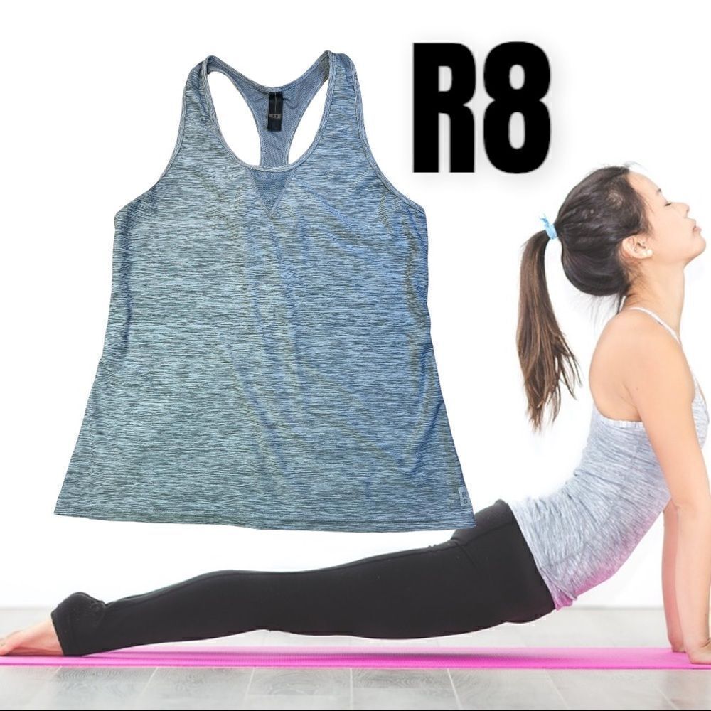 R8 Activewear Women Heather Gray Active Tank Large Racerback